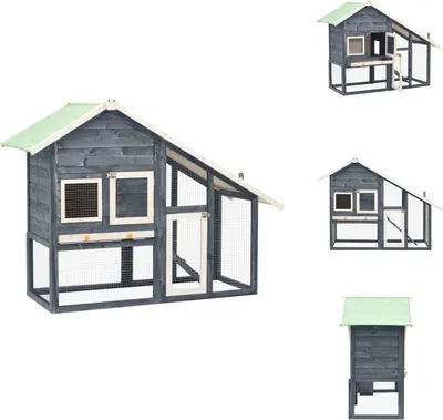 Immagine prodotto di vidaXL Conigliera grigia e bianca 140x63x120 cm in legno massiccio di abete - Habitat e recinti per piccoli animali