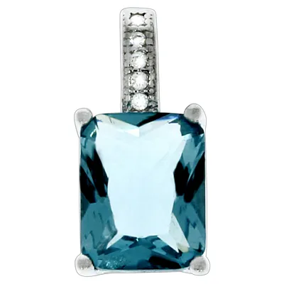 Produktbild von F Anhänger 925/- Sterling Silber 1,6cm weiß Glasstein blau 025240048