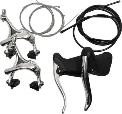 Produktbild von Rennrad Bremsen Set Silber – Bremshebel & Seitenzugbremsen für Singlespeed