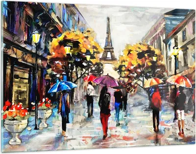 Produktbild von Bilder auf glas - Paris Stadt Zuhause - 120x80cm - Glasbilder - Wandbilder - Kunstdruck - zum Aufhängen bereit - Wanddekoration aus Glas - Glas Bilder - Wandbild auf Glas - Einteilig - GAA120x80-3941