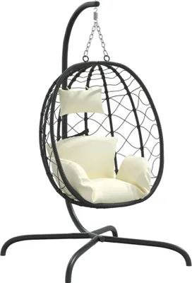 Produktbild von vidaXL Hängesessel mit Kissen Cremeweiß Poly Rattan & Stahl