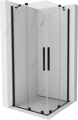 Produktbild von Mexen Velar Duo ausziehbare Duschabtrennung 80 x 80 cm, transparent, Schwarz - 871-080-080-02-70