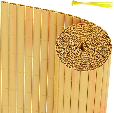 Produktbild von Clanmacy PVC Sichtschutzmatte Sichtschutzzaun Balkon Windschutz Sichtschutz für Zaun Bambus 90x1000cm
