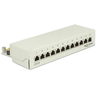 Produktbild von Delock Desktop Patchpanel 12 Port Cat.6 grau (87292)