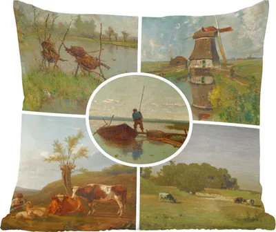 Produktbild von MuchoWow® Zierkissen Sofakissen Wohnzimmer Dekokissen 45x45 cm Kunst - Niederlande - Collage - Schlafpolster - Polster für das Sofa