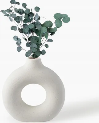Produktbild von Moderne weiße Keramikvase rund dekorativ 18cm