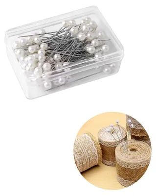 Produktbild von 200 Stück Stecknadeln, 3 cm mit Kopf, weiß, aus rostfreiem Stahl, groß, für Nähen und Basteln
