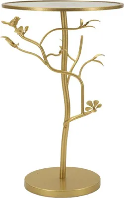 Immagine prodotto di Mauro Ferretti Tavolino laterale uccelli Ø38x60cm oro vetro ferro struttura a rami