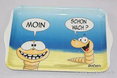 Produktbild von Lustiges Tablett Moin schon wach Maritime Deko Wattwurm Spaß witzig