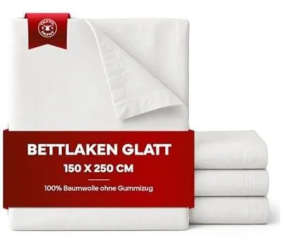 Zdjęcie produktu dla Prześcieradło bawełniane białe gładkie 150X250 cm do łóżka