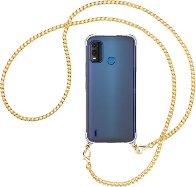 Produktbild von Handykette Backcover-Schutzhülle mit Band (Metall goldfarben) für Nokia G11 Plus (6.52'') - goldfarbene Kette