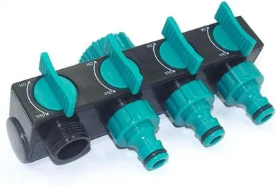 Produktbild von Wasserdichtes 4-Wege-Gartenschlauchverteilerstück - Y-Verbindung für Garten und Außenbereich, Wasserhahn-Splitter