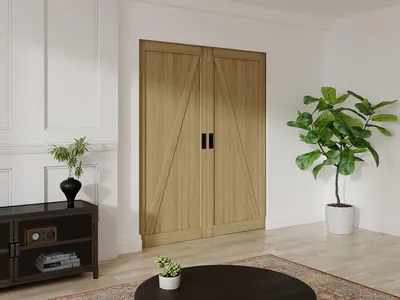Produktbild von Doppel-Schiebetür mit Galandage-System - Holz & MDF - Holzfarben hell - 2 x 205 x 93 cm - BALERMA