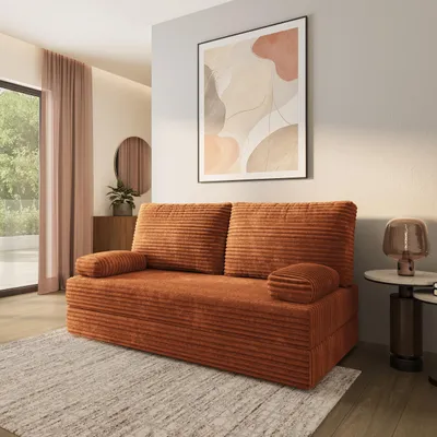 Produktbild von Masseno Schaumstoffsofa SILAR mit Schlaffunktion, Schlafsofa, Wohnzimmersofa, Couch, Sofa, Bettsofa, Kordstoff – Braun TILIA 52