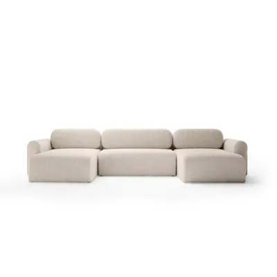Produktbild von FEDVE Ecksofa Eckcouch Thekla U Form Universell Sofa mit Schlaffunktion Bettkasten Couch Sofagarnitur Beige (Anthology 02)