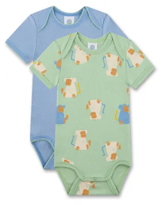 Produktbild von Sanetta Baby-Body kurzarm (Doppelpack) blau & grün Affe 104