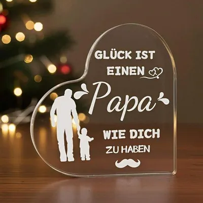 Immagine prodotto di Regalo per la Festa del Papà - Cuore in acrilico - Messaggio d'amore - Oggetto decorativo