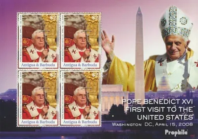 Produktbild von Briefmarken Antigua und Barbuda 2008 Mi 4582 Kleinbogen (kompl.Ausg.) postfrisch USA-Besuch Papst Benedikt XVI.