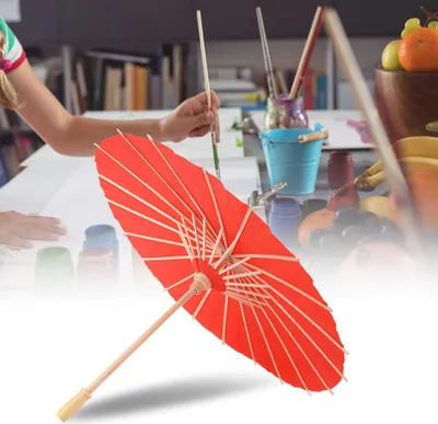 Zdjęcie produktu dla Parasol dziecięcy DIY z pustego papieru dla dzieci do malowania, rysowania i dekoracji (czerwony)