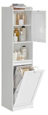 Immagine prodotto di Armadio da bagno con cesto per la biancheria – Mobile contenitore – Bianco – 40 x 40 x 170 cm