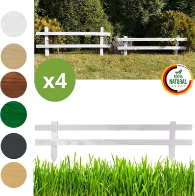 Produktbild von Floranica Gartenzaun 4 stk. 20 cm x 100 cm Weiß Steckzaun Zierzaun Friesenzaun zum Stecken Vorgartenzaun