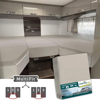 Produktbild von Dexitex Spannbettlaken 3er Set für Wohnmobil & Caravan – Einzelbett / Mittelmatratze – Baumwolle Weiß