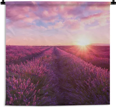 Produktbild von MuchoWow® Wandteppich Wandbehang Lavendel - Blumen - Frankreich 150x150 cm Tapisserie Dekoration Wandtuch - Wohnaccessoires - Modernes