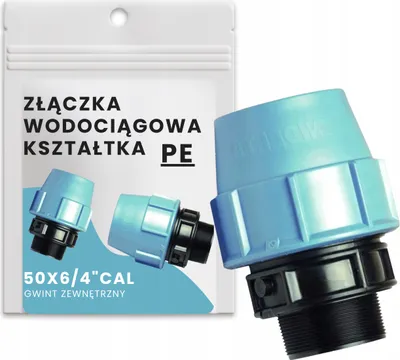 Zdjęcie produktu dla Unidelta | Złączka przejściowa 50×6/4" - czarna/niebieska - UV-odporna - do instalacji wody pitnej