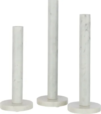 Produktbild von J-Line Set Von 3 Kerzenhalter Marmor Weiß