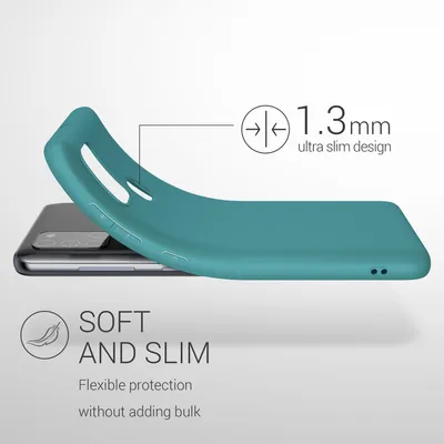 Produktbild von kwmobile Hülle kompatibel mit Samsung Galaxy A21s Hülle - weiches TPU Silikon Case - Cover geeignet für kabelloses Laden - Petrol matt