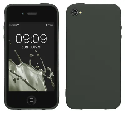 Obrázek produktu pro Pouzdro kwmobile pro Apple iPhone 4 / 4S, vyrobené z TPU – ochranné pouzdro pro mobilní telefon, které podporuje bezdrátové nabíjení, flexibilní kryt, gumové provedení v barvě mechové zelené