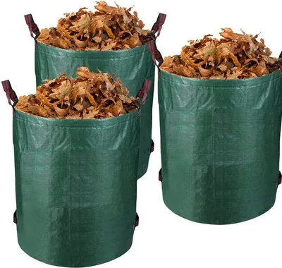 Image de Lot de 3 sacs pour déchets de jardin - sac de jardin pliable de 272 litres - sacs pour déchets de jardin - sacs à feuilles - sacs pour déchets de jardin - recyclables - 76 x 67 cm - vert