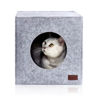 Produktbild von PiuPet® Katzenhöhle inkl. Kissen I Passend für z.B. IKEA® Kallax & Expedit Regal I Kuschelhöhle Katze I Katzenhaus I Katzenkörbchen Katzen Höhle