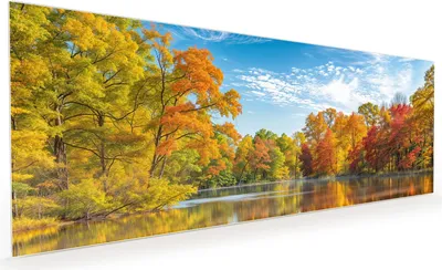 Produktbild von Küchenrückwand Spritzschutz Glas mit Motiv Herbstlicher See 40 x 40 cm