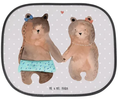 Produktbild von Mr. & Mrs. Panda Sonnenschutz Fürs Auto Bär Freundin - Grau Pastell - Geschenk, Sonnenblende, für, Teddy, Beste Freund Liebe Liebesbeweis Verliebt Kumpel Kumpeliene