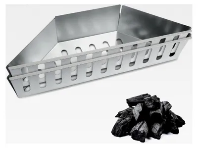 Produktbild von 2 Stück Holzkohlekörbe, hohe Temperatur, korrosionsbeständig, Grillkohlehalter für Briketts und Holzspäne