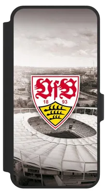 Produktbild von NIVOCASE Klapphülle für Samsung Galaxy A37 5G  Handyhülle aus Kunst Leder NIVOflip schwarz Offizielles Lizenzprodukt Stadion VfB Stuttgart