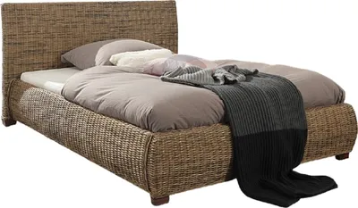 Produktbild von Wolf Möbel Rattanbett 'Round' 180x200cm Rattan Holz Doppelbett Bettgestell Bett