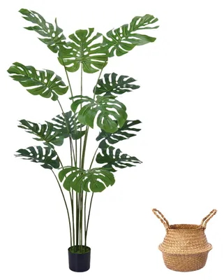 Kunstpflanze Monstera, 160 cm, 12 Blätter, naturgetreu