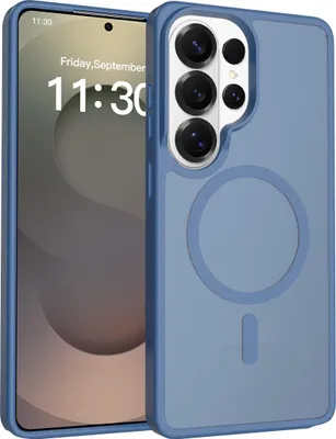 Image de Coque magnétique pour Samsung Galaxy S26 Ultra, compatible avec MagSafe, dos mat translucide, coque de protection antichoc, bleue