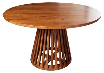 Produktbild von Esstisch TALMA – Rund Durchmesser 140 cm – Massivholz Akazie lackiert – Rustikaler Stil