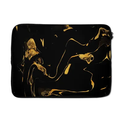 Produktbild von MuchoWow® Laptop Hülle 14 ZollMuster - Gold - Schwarz Laptoptasche - Laptoptasche - Stoßsicher - Schutzhaube