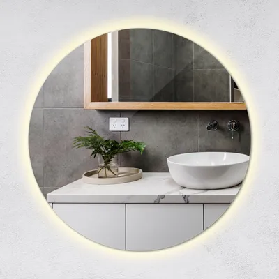Obrázok produktu pre Zrkadlo s osvetlením - Kúpeľňové zrkadlo s LED diódou - Nástenné zrkadlo - Okrúhle Ø50 cm - Teplota farby teplá biela 3000K