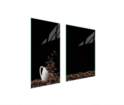 Immagine prodotto di Piastre copripiano cottura 2 pezzi 75x52 Copripiano in Vetroceramica tagliere in vetro caffè nero