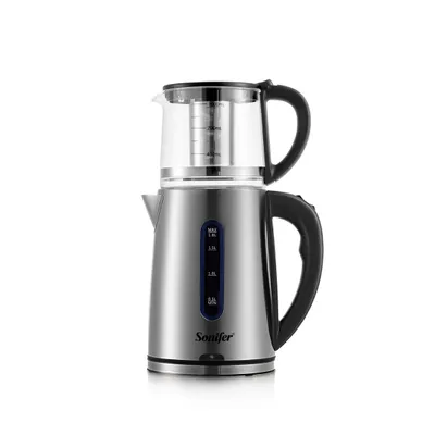 Produktbild von Wasserkocher 1,8 L + Teekanne 1 L, 1500W elektrischer Wasserkocher, Doppelschicht, multifunktionales, mit großer Kapazität, Edelstahl, für Küche
