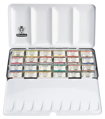 Aquarellkasten, 24 Farben, Metallbox, Schilderset