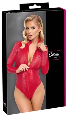 Zdjęcie produktu dla Cottelli PARTY Body XL imitacja skory węża czerwona, długi rękaw
