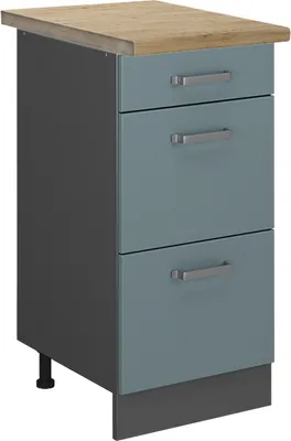 Image de Meuble cuisine Vicco R-Line Bleu-gris 40cm avec tiroirs, PT Chêne, Model 45678