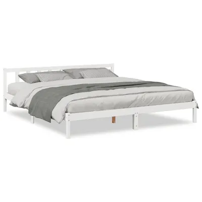Produktbild von vidaXL Massivholzbett Extra Lang ohne Matratze Weiß 200x220 Kieferholz