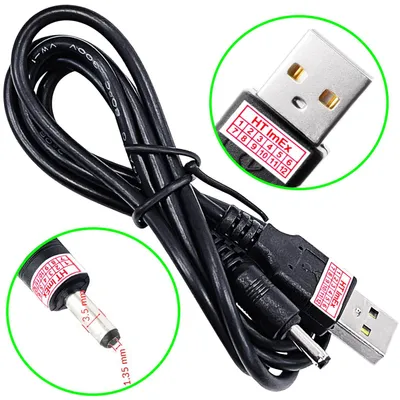 Produktbild von USB Kabel 3,5 Mm / 1,35 Mm 5 V DC-Hohlstecker-Stromkabel (Schwarz, 80 Cm) cable